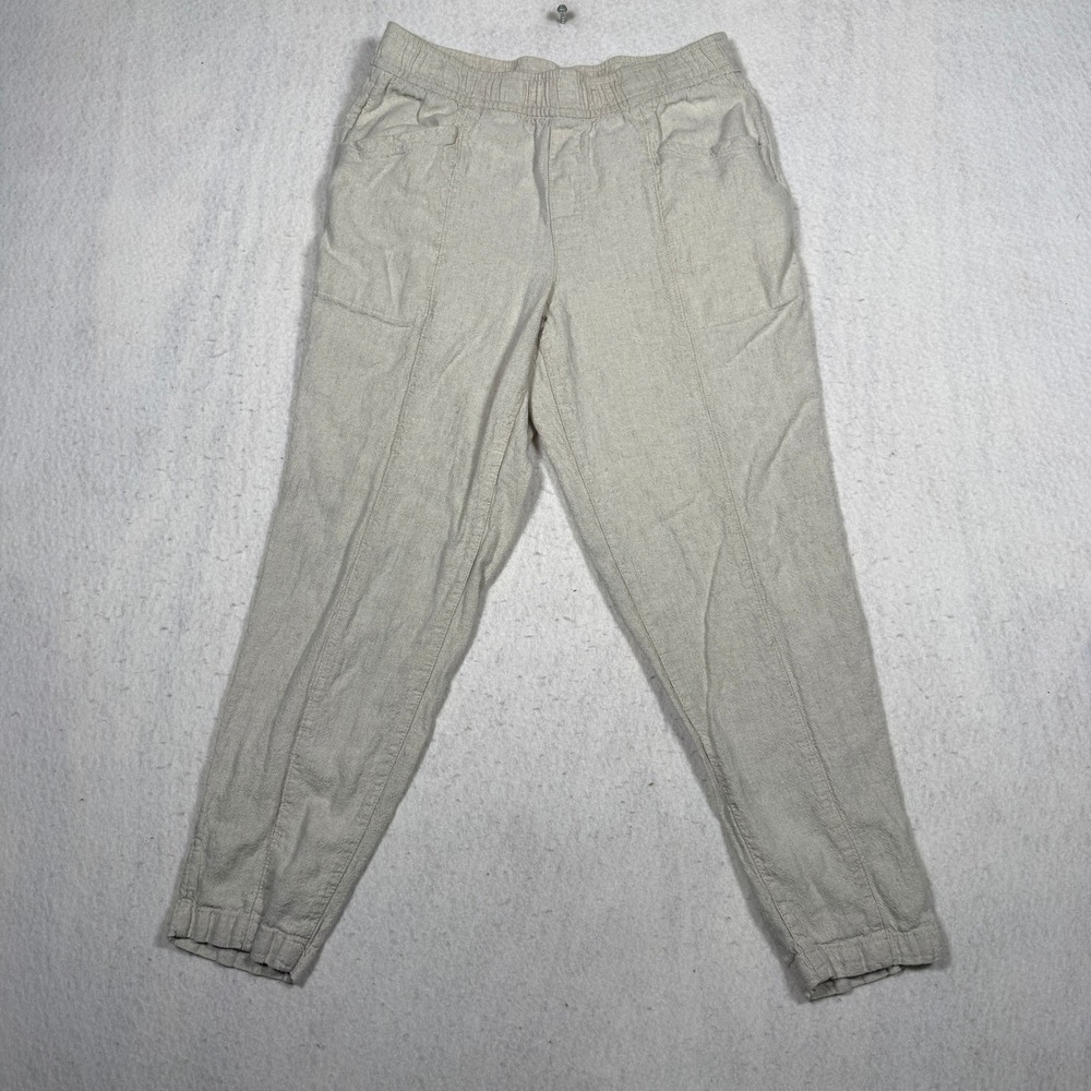 Old Navy Womens Small Beige Linen Blend High Rise Straight Taper Pants